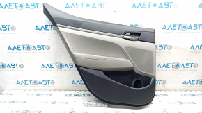 Hyundai Elantra AD 17-20 rear left door panel, gray, gray rubber armrest, gray plastic insert, gray molding, scratches