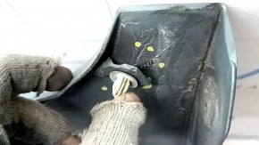 Right threshold Toyota Prius V 12-17 green, broken mount, scratches, broken