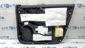 Mitsubishi Outlander 22-25 black front left door panel, armrest and insert, black leather, gray stitching, glossy black molding with chrome, scratches