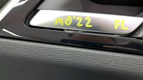 Mitsubishi Outlander 22-25 black front left door panel, armrest and insert, black leather, gray stitching, glossy black molding with chrome, scratches