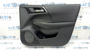 Mitsubishi Outlander 22-25 black front right door panel, armrest and insert, black leather, gray stitching, glossy black molding with chrome, scratches