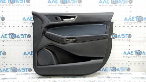 Black front right door panel for a 19-24 Ford Edge SEL, blue leather insert, black leather armrest
