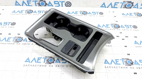 Center console trim with cup holder for Ford Edge 19-24, gray, without parking sensors