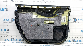 The front right door panel of the Lexus RX350 RX450h 20-22 is black, the insert is beige leather, the armrest is beige leather, the molding is light wood, without a seal, the leather is dented