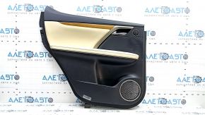 Black rear left door panel for Lexus RX350 RX450h 20-22, beige leather insert, beige leather armrest, light wood molding
