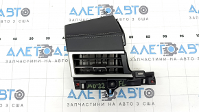 Left front panel trim with deflector for Mitsubishi Outlander 22-25, black leather, gray stitching, gray with chrome