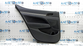 Door trim panel rear left Hyundai Elantra AD 19-20 black, insert black cloth, armrest rubber black, with window lift control, scratches on the trim