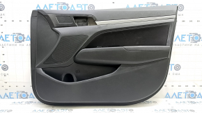 Black front right door panel for Hyundai Elantra AD 19-20, black cloth insert, black rubber armrest, with window lift control, scratches on the trim