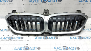 Radiator grille assembly BMW 3 G20 23-25 with blinds, gloss black with chrome, broken fasteners, sand