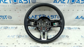 Ford Mustang mk6 15-23 black leather steering wheel, no trim or buttons, scuffs, scratches, nicks