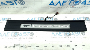Right outer door sill trim for Ford Mustang mk6 15-23 coupe, black with backlight, scratches, broken mount