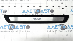 Front left outer door sill trim for BMW 3 G20 19-24, chrome, BMW lettering, scratches, crack in fastening