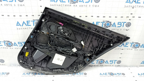 Door trim, rear left, BMW 3 G20 19-24, black, without curtain, black leather insert, with handle, with backlight, with chrome insert and speaker grille, dented