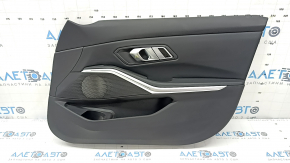 Front right door panel trim for BMW 3 G20 19-24, black, black leather insert, with handle, backlight, chrome insert and speaker grille, scratches
