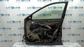 Nissan Rogue 14-20 keyless front right door assembly, lower chrome trim, black G41, molding peeled off, bumper