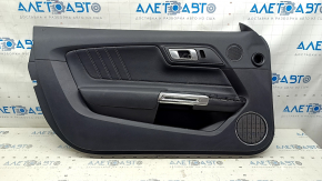 Black door trim panel, front left, Ford Mustang mk6 17-23, black leather insert, black leather armrest, scratches, nicks