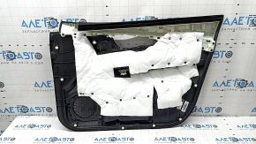 Door trim card front left Nissan Rogue 17-20 black with black insert plastic, armrest leather, under memory