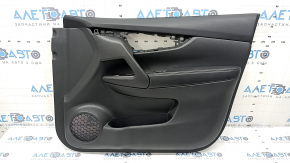 Black front right door panel for a 17-20 Nissan Rogue, black leather armrest with trim, dents