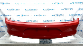 Rear bumper, bare, Ford Mustang mk6 18-23, with parking sensors, red, broken mount, dented, scratches