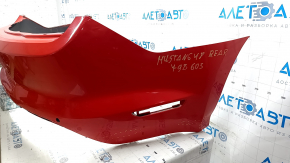 Rear bumper, bare, Ford Mustang mk6 18-23, with parking sensors, red, broken mount, dented, scratches