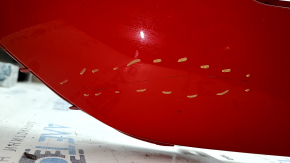 Rear bumper, bare, Ford Mustang mk6 18-23, with parking sensors, red, broken mount, dented, scratches