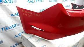Rear bumper, bare, Ford Mustang mk6 18-23, with parking sensors, red, broken mount, dented, scratches