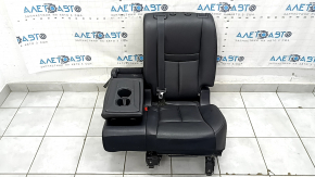 Rear seats, 2nd row, left, Nissan Rogue 19-20, black leather, perforated, with seat belt, needs cleaning, rusty underneath, scratches