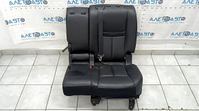Rear seats, 2nd row, left, Nissan Rogue 19-20, black leather, perforated, with seat belt, needs cleaning, rusty underneath, scratches