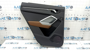 Rear left door panel assembly for Audi Q3 83A 19-25 black, black leather insert, brown leather armrest, chrome moldings, scratches