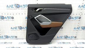 Door trim panel, rear right, complete, Audi Q3 83A 19-25 black, insert black leather, armrest brown leather, chrome moldings, scratch