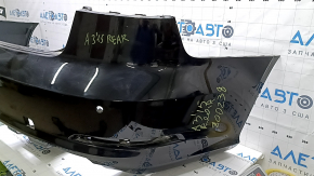 Bare rear bumper for Audi A3 8V 15-16 with parking sensors, with central mount, black, scratches