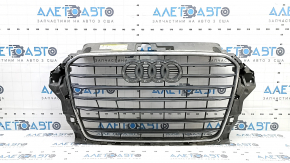 Radiator grill assembly for Audi A3 8V 15-16 graphite, for parking sensors, cracked, without emblem