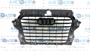 Radiator grill assembly for Audi A3 8V 15-16 graphite, for parking sensors, cracked, without emblem