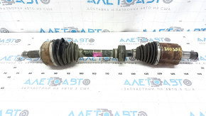 The front left half-shaft of a Honda Accord 16-17 restyling hybrid has a torn outer CV joint boot.