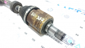 The front left half-shaft of a Honda Accord 16-17 restyling hybrid has a torn outer CV joint boot.