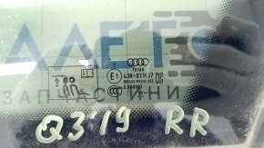 Rear right window, fixed glass, Audi Q3 83A 19-23, chrome, tinted, scratched
