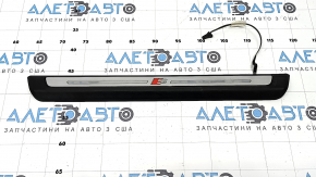 Audi Q3 83A 19-25 black outer door sill trim with backlight, S-Line, chrome, dented, peeled off, scratches