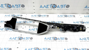 Front panel trim, central monitor frame, Audi Q3 83A 19-25, glossy black with chrome, scratches