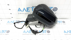 Left side mirror assembly for Audi Q3 83A 19-25, 6+2 pins, turn signal, heated, BSM, black, scratched