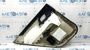 Rear right door panel for a 13-17 Honda Accord, beige, armrest and insert, beige leather, needs cleaning, scratches, whitened plastic