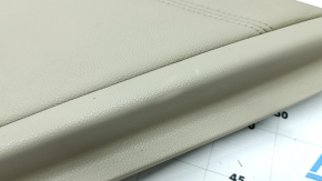 Rear right door panel for a 13-17 Honda Accord, beige, armrest and insert, beige leather, needs cleaning, scratches, whitened plastic