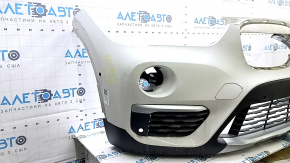 Front bumper assembly for BMW X1 F48 16-19, white, with parking sensors, scratches, sand