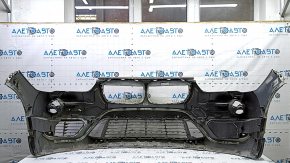Front bumper assembly for BMW X1 F48 16-19, white, with parking sensors, scratches, sand