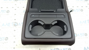 Rear seat armrest, 2nd row, Mazda CX-5 19-22, brown leather, with air conditioning buttons, with USB, dented