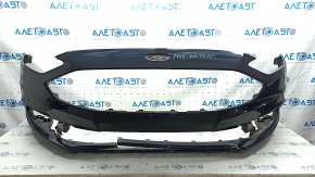 Front bumper, bare, Ford Fusion mk5 17-18, black, without parking sensors, worn, cracked