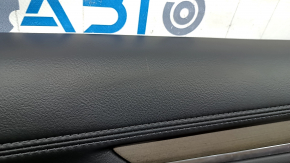 Mazda CX-5 17-23 black front left door panel, brown leather armrest, trim with chrome wood molding, BOSE, scratches