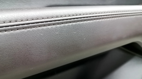 Mazda CX-5 17-23 black front left door panel, brown leather armrest, trim with chrome wood molding, BOSE, scratches