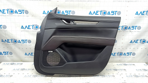 Mazda CX-5 17-23 black front right door panel, brown leather armrest, trim with chrome wood molding, BOSE