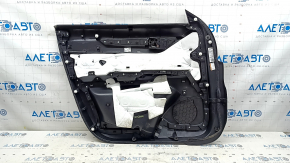 Mazda CX-5 17-23 black front right door panel, brown leather armrest, trim with chrome wood molding, BOSE