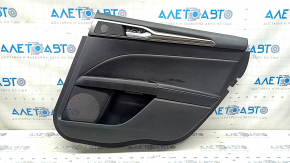Door trim panel rear right Ford Fusion mk5 17-20 black with black leather insert, leather armrest, gray wood molding, scratches